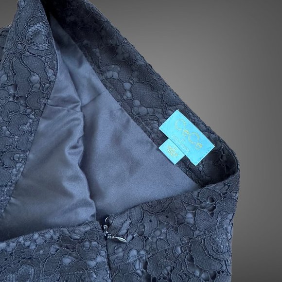 Cece|Womens|A-Line Skirt|Size 0|Black|Full Lace|Knee Length|Mid Rise|Lined - Picture 12 of 15